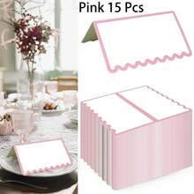 15/30 Pcs Scalloped Seat Cards, 2 X 3.5 Inch Blank Tente Place Cards, Paper Material Seat Assignment Label Card, Name Cardstock, Table Post Cards, Table Cards Label For Birthday Party Wedding Setting(Pink & Green & Purple & Black Available) - Multicolor - View 16