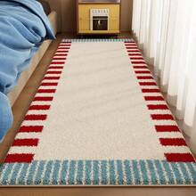 1pc Red & Blue Line Pattern Area Rug, Decorative Carpet, Bedroom Decor, Small Rug, Carpet, Home Decor, Living Room Rug, Living Room Small Rug, Bedroom Rug, Living Room Home Decor, Outdoor Rug, Washable Rug - Multicolor - View 1