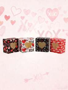 5个/20个装情人节新款结婚糖果盒，心形开窗饼干盒，烘焙包装蛋糕盒，七夕节情侣浪漫礼物方形开窗礼盒 - 彩色 - 查看 7