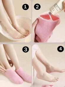 1双硅胶保湿舒缓袜，1套浮石高弹吸水压力袜套装，可重复使用的芦荟袜，夜间SPA袜，男女通用防滑凝胶后跟袜，适用于干燥肌肤、脚部干裂粗糙的皮肤，居家足部护理，可搭配您喜爱的乳液和面霜使用，母亲节礼物，多种组合可选 - 彩色 - 查看 7