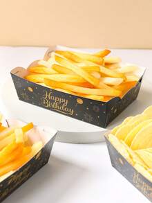 12个装黑色金色生日纸盘，金色箔纸设计，生日快乐一次性纸盘，生日派对小吃盘，纸盘，甜点盘，派对拼盘，生日装饰，生日礼物，家居装饰，桌面装饰，新年派对用品，厨房配件，厨房收纳 - 黑金生日 - 查看 5