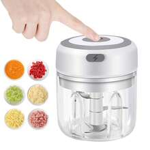 Electric Mini Garlic Chopper, 250ML USB Food Chopper Mincer, Vegetable Onion Portable Small Processor For Garlic, Ginger, Chili, Vegetables Pink-250ML - White - View 10