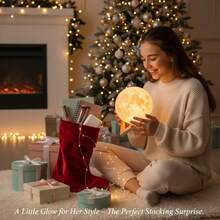 Moon Lamp - 3D Printed LED Night Light 6.3' With Wooden Base, White Elephant Gift For Women, Mom, Kids, Christmas Thanksgiving Table Decor Touch-Dimmable & Dual-Color, White & Yellow - 16 種顏色 - 查看 8