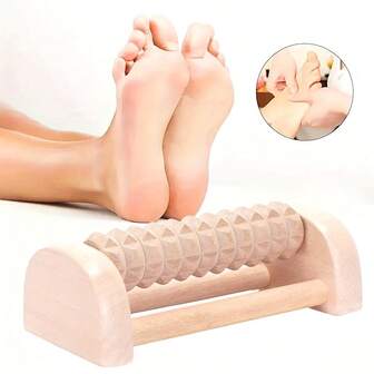 木质足部按摩滚轮 - 舒缓足部穴位按摩，天然木质按摩器，家用足部护理 | 木质滚轮按摩器 | 符合人体工学设计，足部按摩工具