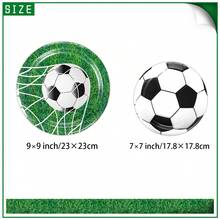 这款50/51件套足球主题一次性餐具套装包含10个餐盘、10个甜点盘、10个纸杯、20张餐巾纸、1张桌布和1条横幅。这套便捷的餐具套装适用于露营、野餐、花园烧烤、婚礼和生日派对等场合。 - 彩色 - 查看 5