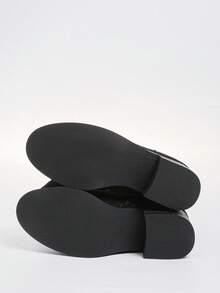 Western Style Side Zipper Hollow-Out Boots, Holiday - Black - View 5