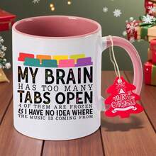 Funny Computer-Themed Coffee Mug With "My Brain Has Too Many Tabs Open" Saying - Ceramic Cup With Frozen Tabs Design, Non-Slip Base - Gift For Students, Office, Office Workers, Highquality Print, Humorous Drinkware, Home Use - Hand Wash Only - Ideal - 紅色 - 查看 8