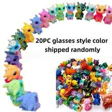 20PCS Cute Mini 3D Printed Dragon - Suitable For Colorful Fantasy Decoration Of Homes, Offices, And Cars, Birthday,Eye Style Shipped Randomly