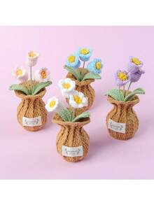 DIY钩编情人节礼物，DIY仿真花束，手工编织郁金香花束，玫瑰，仿真花，桌面装饰，墙面装饰，人造花，适合作为生日礼物、周年纪念礼物、母亲节礼物、圣诞礼物、活动和家居装饰，情人节礼物 - 彩色 - 查看 10