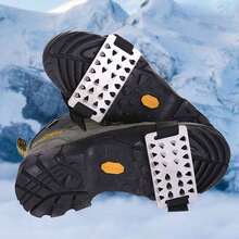 1 par de crampones para hielo de 26 dientes fáciles de usar para exteriores, cubiertas antideslizantes para zapatos para nieve con picos de acero inoxidable para superficies heladas - Negro - Ver 3