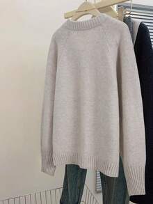 Vivid Style Women's High-End Laid-Back Style, Retro Money Style, Daily Commuting Style, Loose Solid Color V-Neck Pullover Knitted Sweater,Christmas, Christmas Sweater, Attire,New Year