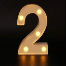 26 Letter LED Lights Luminous Number 0-9Lamp Wedding Birthday Christmas Decoration Decoration Night Light Party Bedroom 16CM Height (Without Battery) - White - View 34