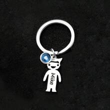 LICVIC 1 Móc khóa đá quý theo tháng sinh cá nhân hóa kèm tên, Móc khóa thép không gỉ cá nhân hóa cho nam nữ kèm mặt dây chuyền, Quà tặng móc khóa gia đình tùy chỉnh cho mẹ, Móc khóa tên tùy chỉnh, Quà sinh nhật, Giáng sinh, Halloween, Ngày của Mẹ, Ngày của Cha, Quà tặng cho các cặp đôi, cha mẹ, bạn thân, Móc khóa du lịch - Bạc - Xem 19