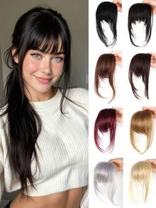 طقم باروكة اصطناعية مع غرة، بديل شعر للنساء، يغطي الشعر الأبيض، ناعم وطبيعي، باروكة متدرجة ناعمة للجبهة، بطراز كرتوني حلو وبارد، مشابك شعر، دبابيس شعر، مشابك شعر