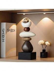 Modern Resin Stacked Stone Sculpture - Abstract Balanced Rock Art Suitable For Various Room Types, Fashionable And Elegant Design - Decorative Desktop Figurine For Home And Office - Multicolor - View 9