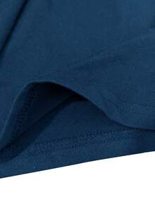 男士纯色圆领休闲宽松短袖T恤，夏季日常穿着 - 藍色 - 查看 6