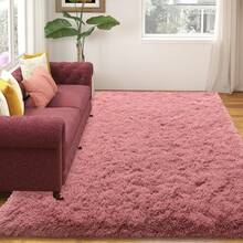 Alfombras para sala de estar, alfombra grande y esponjosa de color rubor para dormitorio, alfombras suaves y peludas para dormitorio de niños y niñas, decoración del hogar. - Rubor - Ver 7