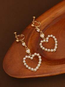 1对浪漫镂空心形耳环，休闲百搭，适合情人节 - 多色2 - View 4