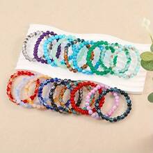 18pcs/Set Assorted Elastic Bracelets, 8mm Faux Natural Stone Beads, Ombre Floral Pattern Design, Suitable For Women Daily Wear, Gift - 18 Pieces In Multiple Colors - View 3