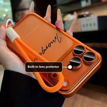 定制姓名首字母手机壳，经典配色可选，兼容 17/16/15/14/13/12 Pro Max 系列，全镜头保护，PC 材质，兼容 17 Pro Max，圣诞节、周年纪念日、生日的完美礼物，可爱手机壳 - 橘色 - 查看 3
