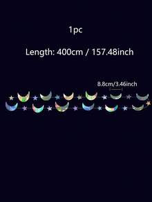 1件装全息炫彩星月花环 - 闪亮粉彩和金属色派对装饰，易于悬挂的横幅，适用于生日、婚礼、婴儿派对 - 室内/室外派对装饰用品 - 彩色 - 查看 6