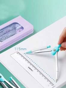 7pcs Student Drawing Ruler Set For Returning To School And Learning Compass Supplies Ruler Set - Seven-Piece Simple And Transparent Ruler Set For Primary School Students' Drawing