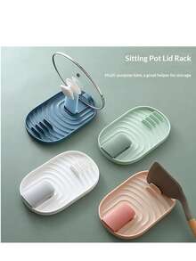 2pcs Modern Compact Pot Lid Holder, Heat-Resistant Kitchen Storage Small Tool, Smooth Edges, Non-Slip Bottom, Suitable For Stove, Can Hold Cooking Spoons, Spatulas, Pot Lids And Utensils, Fashionable Space-Saving, Ideal Accessory For Home Kitchen - Multicolor - View 5