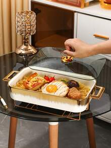 WGROOM Ceramic Plate, Suitable For Cooking, Dining Room, Home, Kitchen, Tableware, Baking Tray, Casserole, Tray, Salad Bowl, Fruit Plate, Soup Pot, Baking Tray, Applicable For Bread, Turkey, Cheese, Pizza, Outdoor, Wedding, Party, Gift, Birthday - Multicolor - View 4