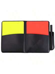 1pc Red & Yellow Football Referee Cards With Leather Case, Referee Supplies - Black - View 12