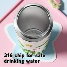 1pc 500ml Stainless Steel Insulated, Spring-Loaded, Dual-Drink Mug Features A Cute Cartoon Print, Making It Fun, Exquisite, And Suitable For Everyday Drinking Needs. It's Suitable For Various Scenarios Including Office, Home, Travel, And Outdoor Activities, And Is Perfect For Personal Use, As A Gift, Birthday Present, Or Holiday Present. It Keeps Drinks Hot Or Cold.