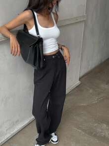 DAZY Camiseta de tirantes de mujer de verano, de color sólido, casual y de estilo empresarial - Blanco - Ver 4