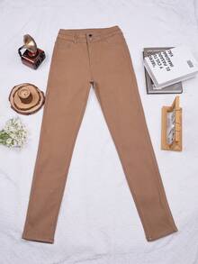 Apperloth A 高腰加絨保暖襯裡緊身褲 - 摩卡棕 - 查看 5