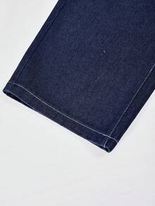 少女日常通勤休闲宽松阔腿牛仔裤 - 藍色 - 查看 8