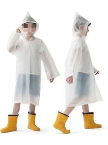 1 معطف مطر قابل لإعادة الاستخدام، مصنوع من مادة EVA، مناسب للأولاد والبنات في عمر 8-15 سنة. له تصميم فضفاض، يتعامل بسهولة مع الأمطار المفاجئة والثلوج الشتوية. مثالي للتنزه في الهواء الطلق والسفر والأنشطة المائية (مقاوم للماء)، والتنقل في الطقس الممطر إلى المدرسة وعودة منها - عنصر أساسي لكل عائلة. العزل، عيد الحب للصديقات، الجراء، كرنفال، ديكورات الحفلات