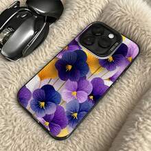 Funda de Teléfono con Estampado de Flor de Pansy Amarillo y Púrpura para Modelos de  y  Adecuada para Todas las Estaciones Opción de Regalo Ideal - Negro - Ver 5