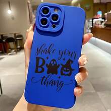 2026 nueva funda de teléfono mate, funda de teléfono con impresión de fantasma y calabaza de Halloween, texto "Shake Your B Thang" para iPhone 14 13 12 11 Pro Max Se 2022  Galaxy S23 S22 S21 S20 Note 20 10, protector de teléfono, fundas para parejas, regalo para novio y novia, presente de vacaciones - Blanco antiguo - Ver 4