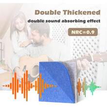 Felt Cork Board 8 Pcs 2" X 2" Wall Art Acoustic Panels Soundproof Panels For Wall 3D Double Layer Decorative Sound Absorbing Panel For Walls For Recording Studio Office Home, Leaf, Blue,31321683 - 藍色 - 查看 5