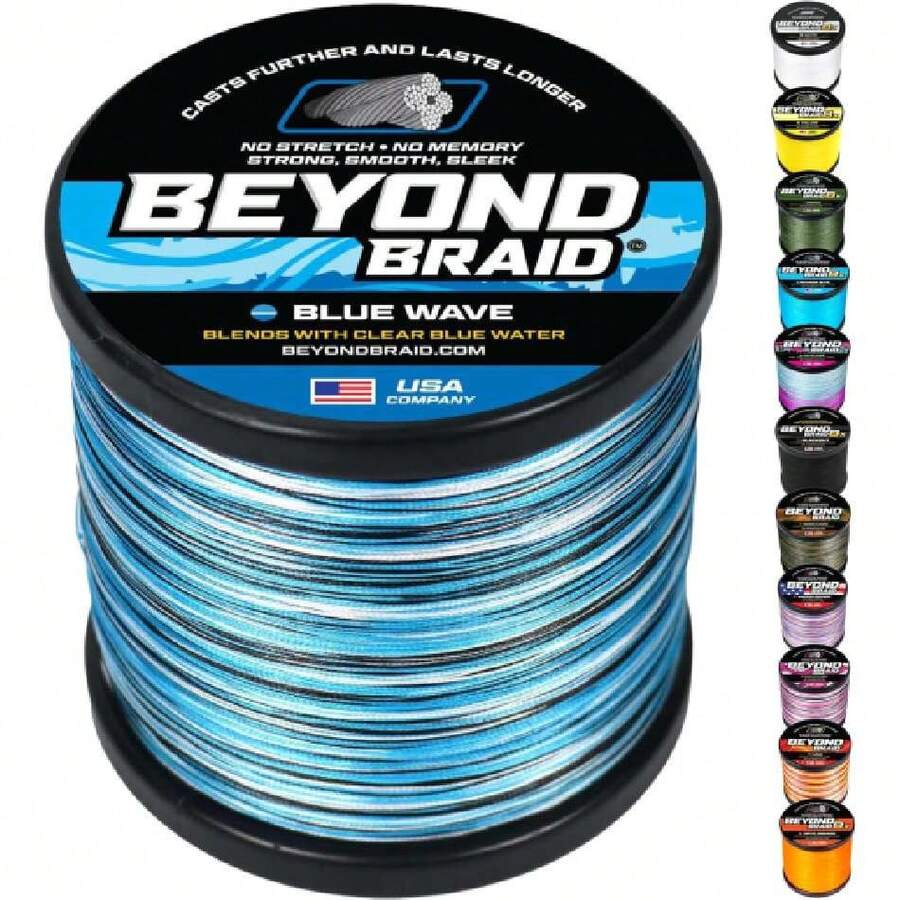 Braided Fishing Line -Super Strong - Abrasion Resistant - No Stretch -Blue Camo, Moss Camo, White, Green, Pink, Blue, 4 Strand 8 Strand,31254147 - 藍色 - 查看 1