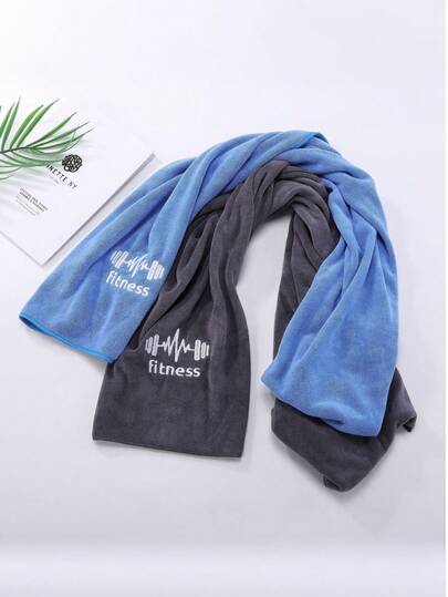 3pcs/2pcs/1pc 11.81*43.31 Inch Lightweight Quick-Dry Super Soft Microfiber Fitness Towel, Hanging Neck Sports Sweat Towel, Reusable Sports Towel, Fashionable Minimalist Embroidered Face Towel, Club Towel, Absorbent Gym Workout Towel, Suitable For Outdoor Running, Fitness Equipment Mat, Sports Sweat, Gym, Running, Exercise, Yoga, Outdoor Activities