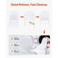 150 Pcs White Chair Covers, Polyester Spandex Chair Cover, Stretch Slipcovers For Wedding Party Dining Banquet Flat-Front Chair Covers, Fits Chair Measures Up To 17.72 X 18.11 X 30.31 Inch - White (150pcs, short, fully covered) - 查看 5