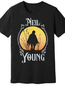 Young Neil Young 871806 Funny Men's Short Sleeve T-Shirt Black PR2 - 黑色 - 查看 1
