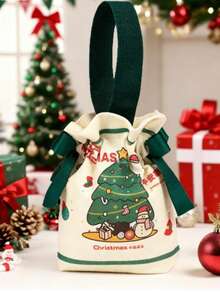 Christmas Canvas Gift Bags With Drawstring Closures | Party Gift Bags Suitable For Snacks, Candies, And Apples, Can Be Used For Halloween And Christmas Events - Cloth Bags With A Festive Atmosphere