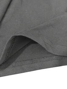 Men's Loose Fit Casual Round Neck Short Sleeve T-Shirt, Solid Color, Summer - Grey - View 5