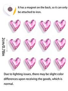 6个可爱心形冰箱贴，粉色冰箱贴，小巧心形装饰磁贴套装，适用于冰箱白板照片装饰、浪漫装饰、特别夜晚、周年纪念日装饰、情人节派对用品、创意3D家居留言板磁贴、粉色心形花朵磁贴 - 彩色 - 查看 3