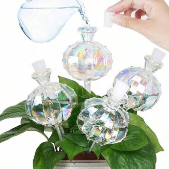 5个仙人掌造型植物自动浇水装置，塑料浇水球自动浇水针，可爱造型装饰，绿色，自浇水花盆内胆，室内植物浇水装置/植物浇水球