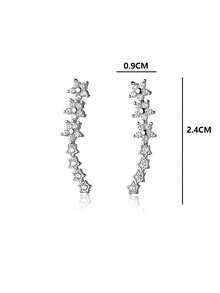 1 đôi/2 chiếc khuyên tai kẹp vành tai bằng bạc sterling 925 tinh tế, đính đá Cubic Zirconia sáng bóng, thích hợp cho cô dâu và đám cưới. - trắng - Xem 10