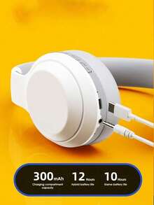 Lenovo 联想头戴式无线蓝牙耳机，有线/无线双模，游戏耳机，重低音，运动耳机，带降噪功能，兼容iPhone和安卓手机 - 白色 - 查看 3