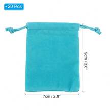 Velvet Gift Bags, 20 Pack 2.8 X 3.6 Inch Velvet Drawstring Jewelry Pouches Mini Gift Packaging Bag For Wedding Favor Party Birthday Festivals, Peacock Blue,2.8x3.6Inch,PeacockBlue - 孔雀藍 - 查看 3