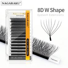 12Rows NAGARAKU 8D W Lashes 0.07 C/D 8-15mm Premade W Fan Lash Extensions Natural Soft Black W Style Lashes Faux Mink Individual Lashes Lash Clusters,Eye Lash Clusters,Individual Eyelashes,Lashes,Fake Lashes - D - View 2