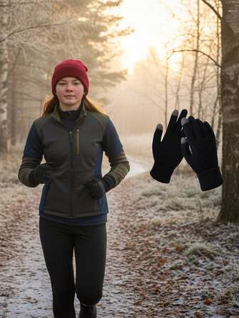 Winter Warm Knitted Ski Gloves, Thick Insulated Touchscreen Windproof Outdoor Cycling Gloves